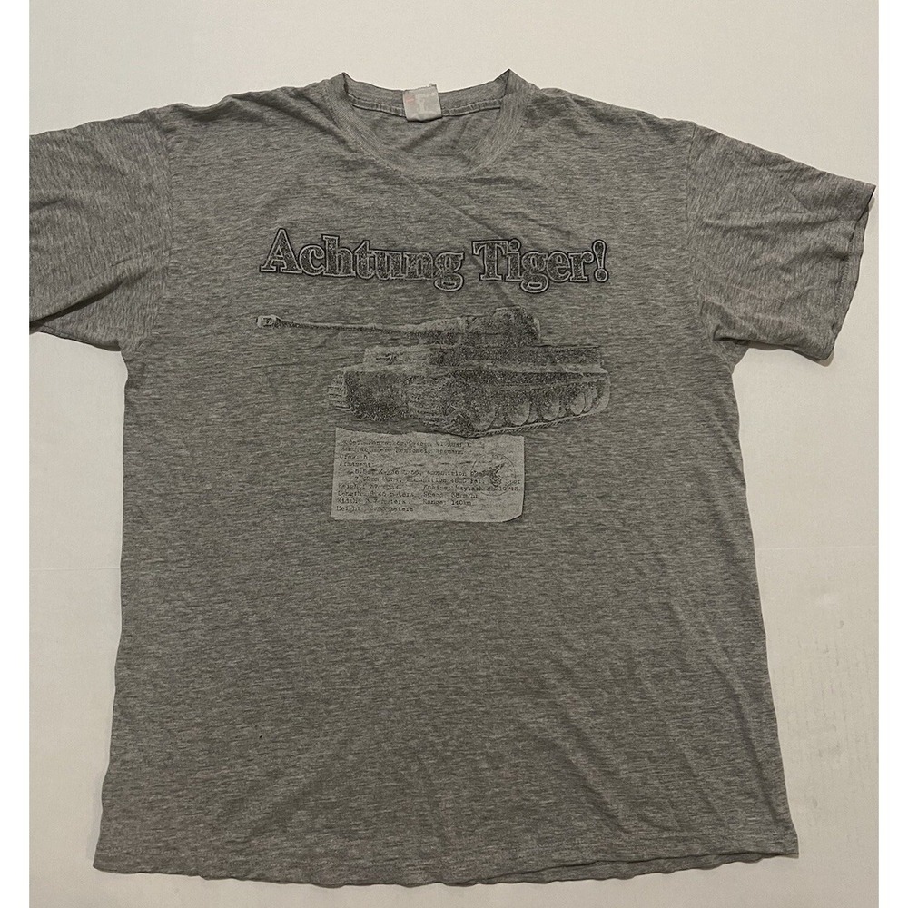 VINTAGE RARE HANES "ACHTUNG TIGER" United States Army Tank T-Shirt USA Size M